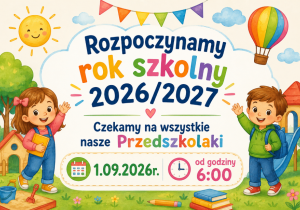 plakat z powitaniem w nowym roku szkolnym